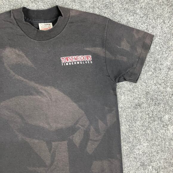 Oneita T-Shirt Mens Size S Black Towne Meadows Timberwolves Wolf Graphic Tee - Picture 5 of 9